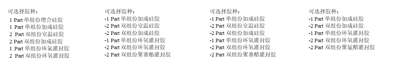不同灌封結構的材料選擇